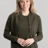 Millie Cashmere High Button Cardigan - Loden Mix