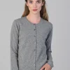 Millie Cashmere High Button Cardigan - Flannel