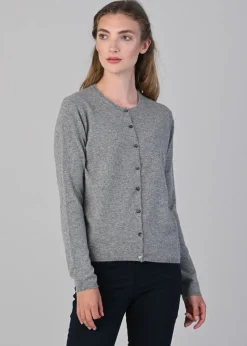 Millie Cashmere High Button Cardigan - Flannel