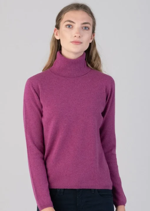 Millie Cashmere Roll Collar - Loganberry