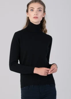 Millie Cashmere Roll Collar - Black