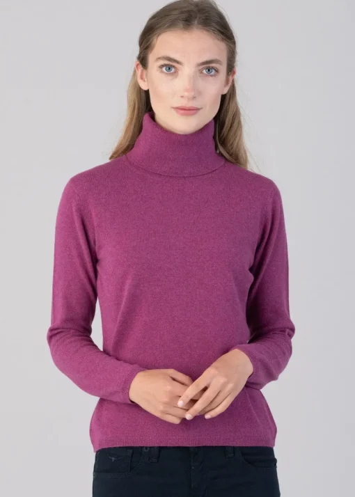Millie Cashmere Roll Collar - Loganberry