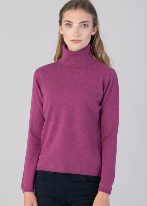Millie Cashmere Roll Collar - Loganberry