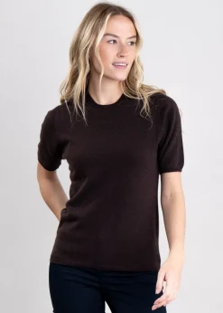 Millie Cashmere Short Sleeve Crew - Ebony