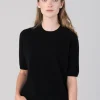 Millie Cashmere Short Sleeve Crew - Black