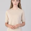 Millie Cashmere Short Sleeve Crew - Oatmeal