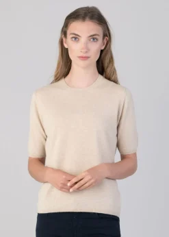 Millie Cashmere Short Sleeve Crew - Oatmeal