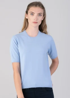 Millie Cashmere Short Sleeve Crew - Hyacinth