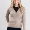 Millie Cashmere Vee Cardigan - Dark Natural