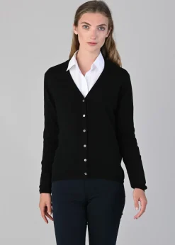 Millie Cashmere Vee Cardigan - Black