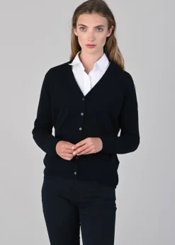 Millie Cashmere Vee Cardigan - Navy