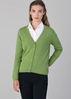 Millie Cashmere Vee Cardigan - Foliage