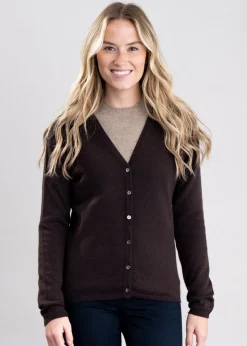 Millie Cashmere Vee Cardigan - Ebony