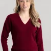 Millie Cashmere Vee Neck - Claret