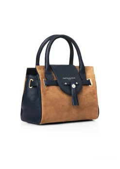 Mini Windsor Handbag - Tan and Navy