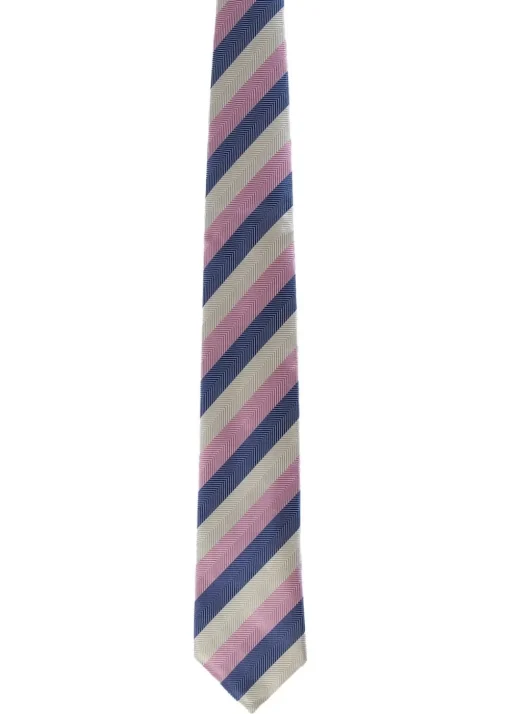 Minto Tie - Navy, Baby Pink and Cream Stripe