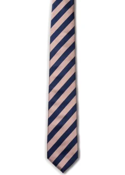 Minto Tie - Navy and Baby Pink Stripe