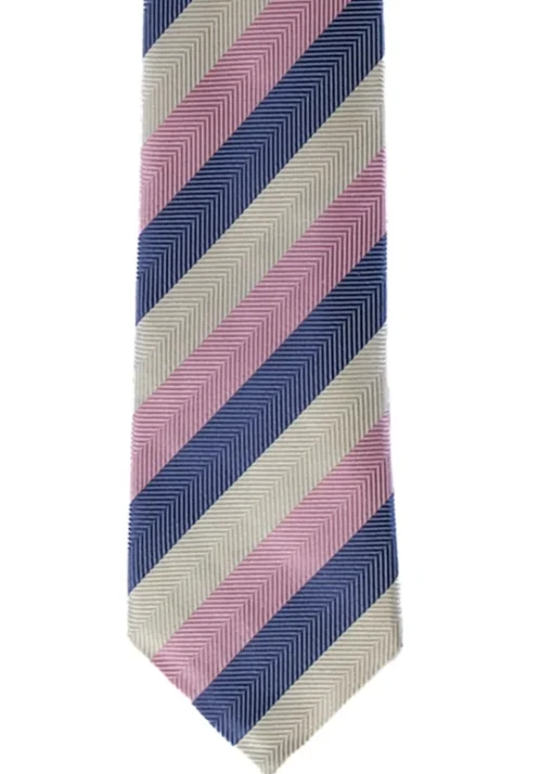 Minto Tie - Navy, Baby Pink and Cream Stripe