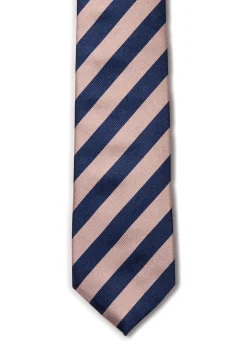 Minto Tie - Navy and Baby Pink Stripe