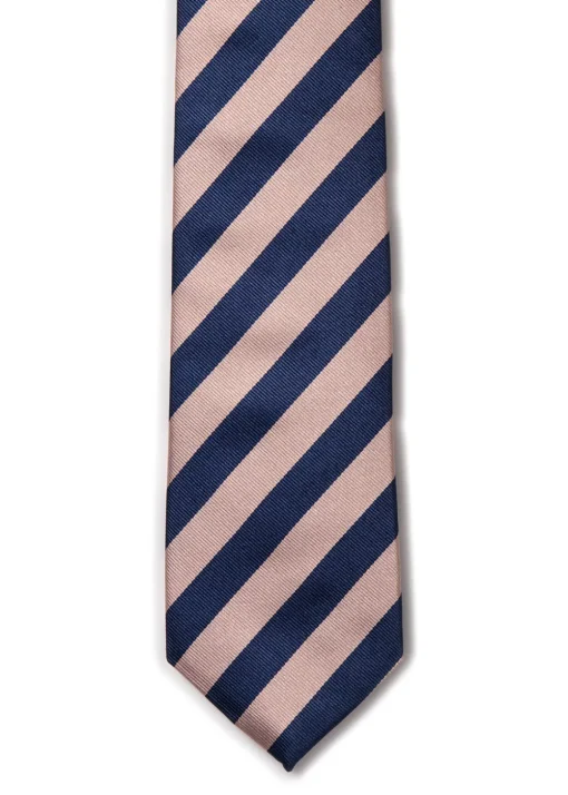 Minto Tie - Navy and Baby Pink Stripe