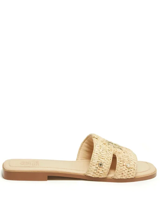 Monogram Slides - Natural Straw