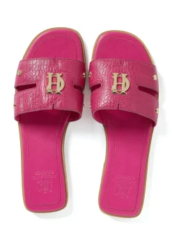 Monogram Slides - Pink Croc