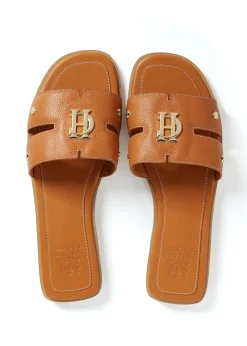 Monogram Slides - Tan Leather
