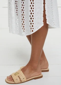 Monogram Slides - Natural Straw