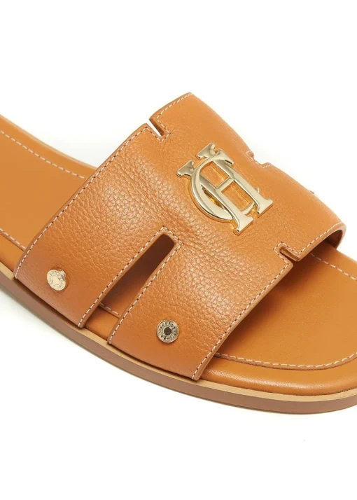 Monogram Slides - Tan Leather