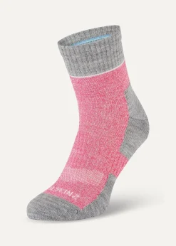 Morston Solo QuickDry Ankle Socks - Pink, Grey Marl and Cream