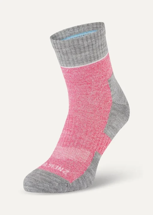 Morston Solo QuickDry Ankle Socks - Pink, Grey Marl and Cream
