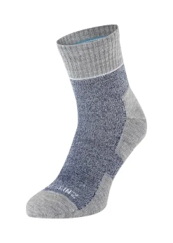Morston Solo QuickDry Ankle Socks - Blue, Grey Marl and Cream