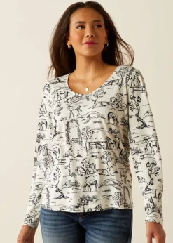 Nellore Long Sleeve T-Shirt - Toile De Jouy Print