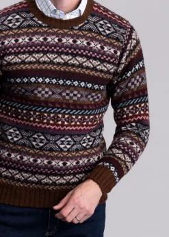 Ollaberry Crew Neck - Coffee Fairisle