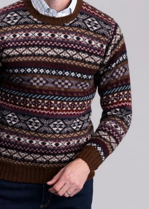 Ollaberry Crew Neck - Coffee Fairisle