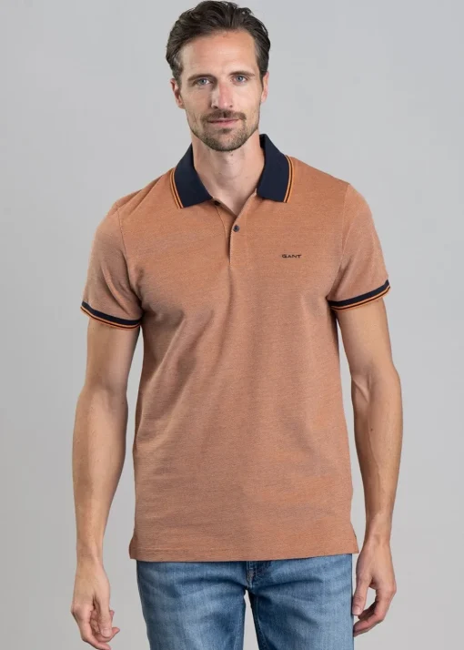 Oxford Pique Polo - Pumpkin Orange