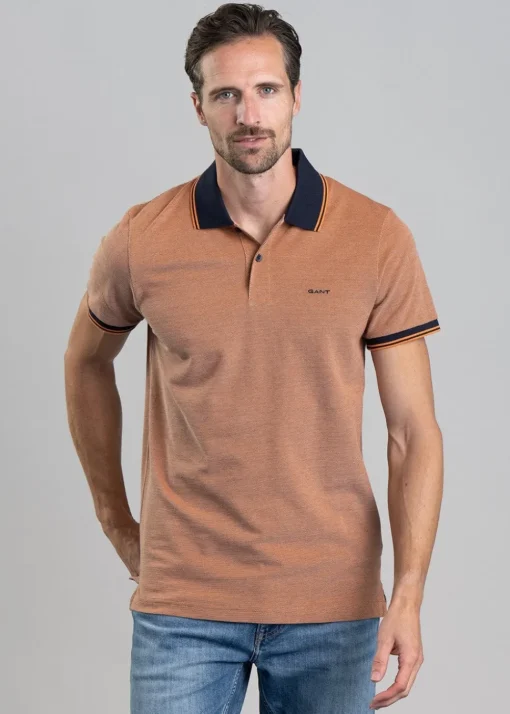 Oxford Pique Polo - Pumpkin Orange
