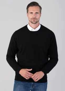 Oxton 1 Ply Cashmere Crew Neck - Black