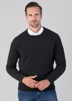 Oxton 1 Ply Cashmere Crew Neck - Charcoal