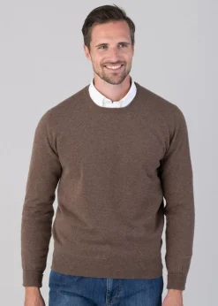 Oxton 1 Ply Cashmere Crew Neck - Mocha