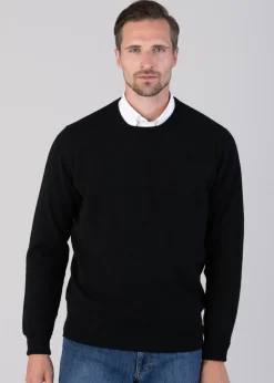 Oxton 1 Ply Cashmere Crew Neck - Black