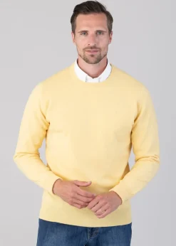 Oxton 1 Ply Cashmere Crew Neck - Lemon Frost