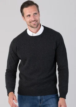 Oxton 1 Ply Cashmere Crew Neck - Charcoal