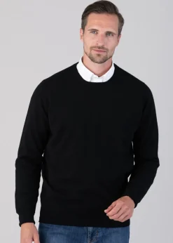 Oxton 1 Ply Cashmere Crew Neck - Black