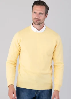Oxton 1 Ply Cashmere Crew Neck - Lemon Frost