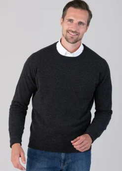 Oxton 1 Ply Cashmere Crew Neck - Charcoal