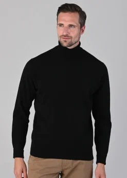 Oxton 1 Ply Cashmere Roll Neck - Black
