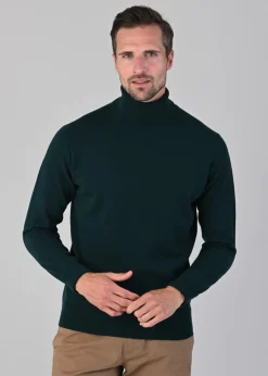 Oxton 1 Ply Cashmere Roll Neck - Bottle Green