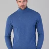Oxton 1 Ply Cashmere Roll Neck - Lapis