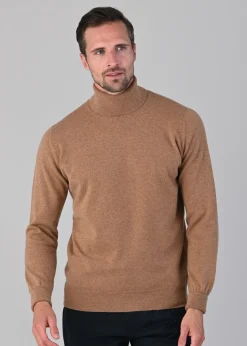 Oxton 1 Ply Cashmere Roll Neck - Savannah